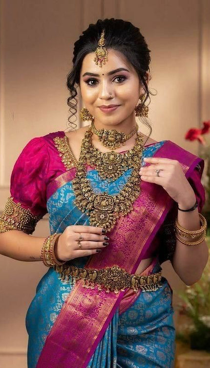 Desiring Firozi Soft Banarasi Silk Saree