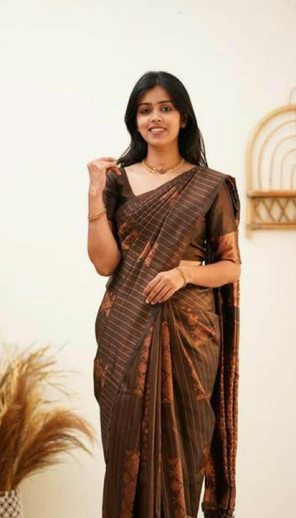 Marvellous Brown Soft Silk Saree