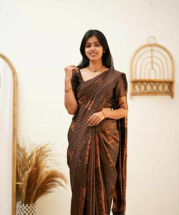 Marvellous Brown Soft Silk Saree