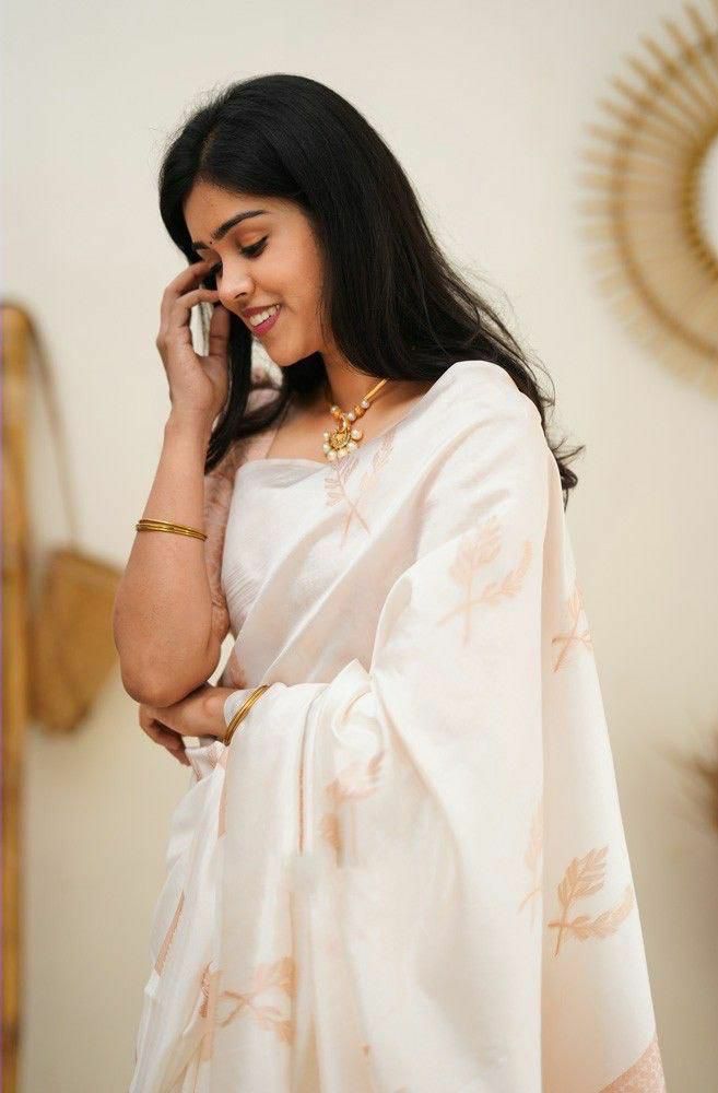 Epiphany White Soft Silk Saree