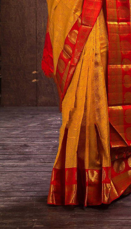 Adorning Yellow Soft Banarasi Silk Saree