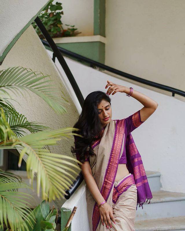 Admirable Beige Soft Silk Saree