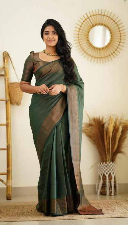 Conflate Green Soft Silk Saree
