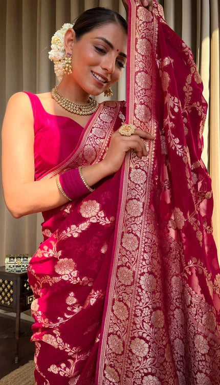 Laita Pink Banarasi Silk Saree