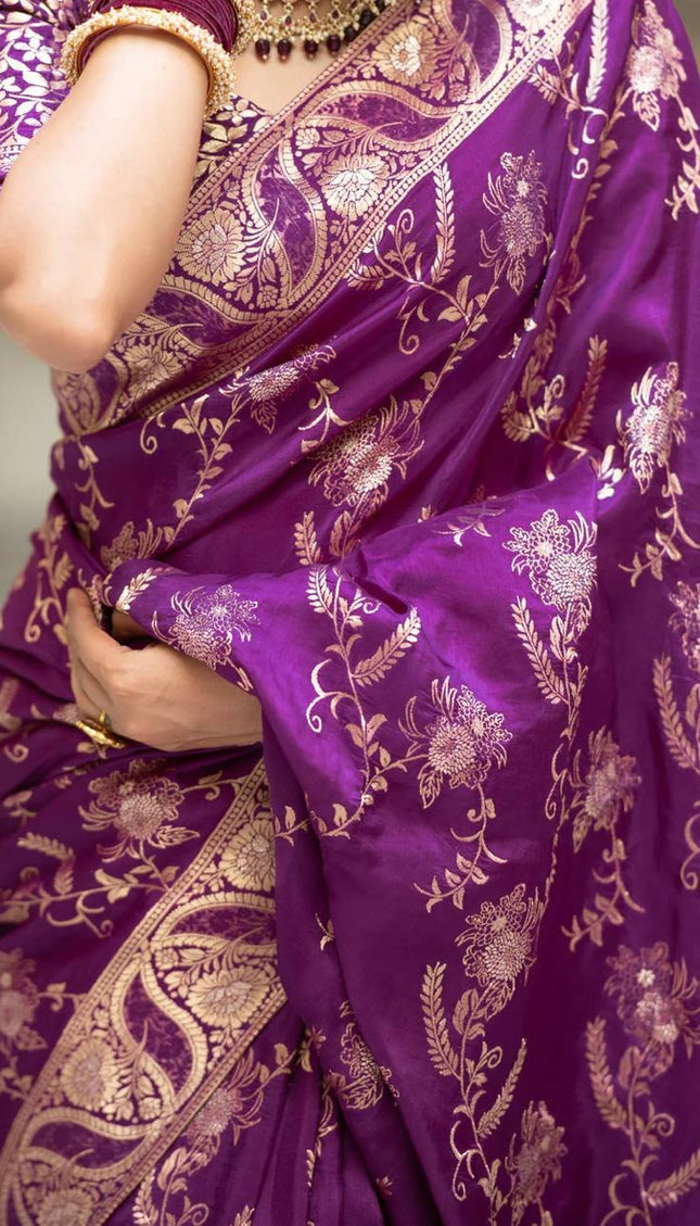 Hema Purple Banarasi Silk Saree