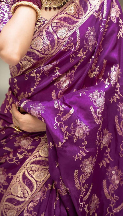 Hema Purple Banarasi Silk Saree