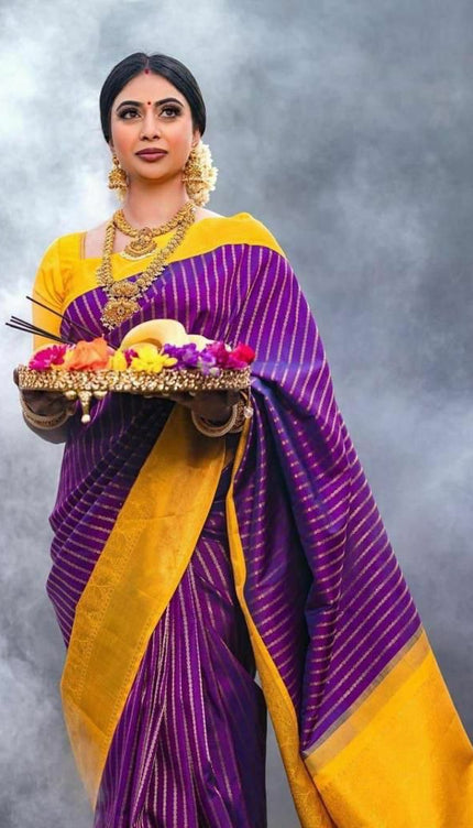 Dalliance Purple Soft Silk Saree
