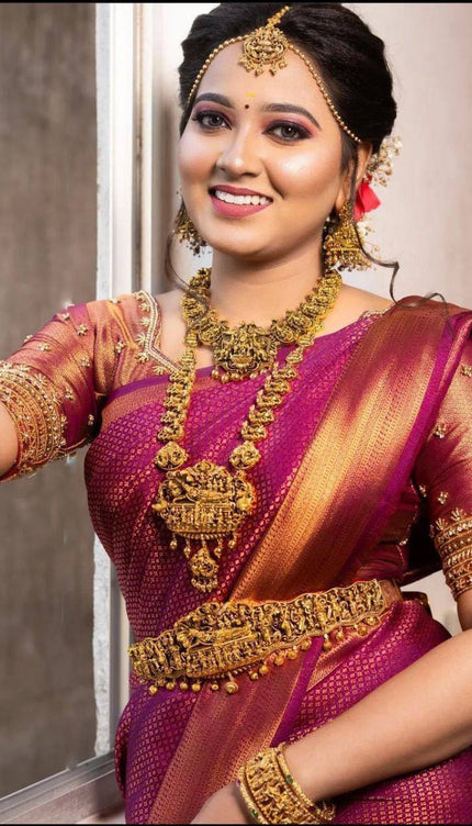 Luxuriant Dark Pink Soft Silk Saree