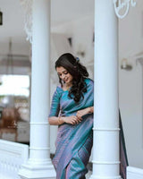 Sizzling Firozi Soft Silk Saree