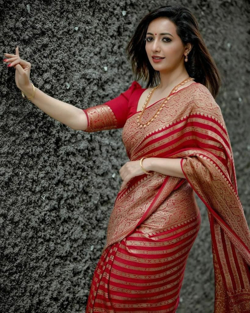 Attractive Red Soft Silk Saree
