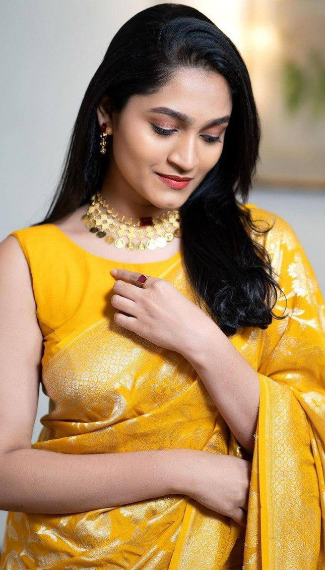 Charming Yellow Soft Silk Saree