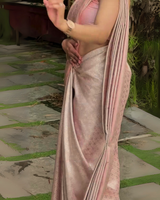 Mrinalini - Pink Banarasi Silk Saree with Subtle Zari Geometric Weave
