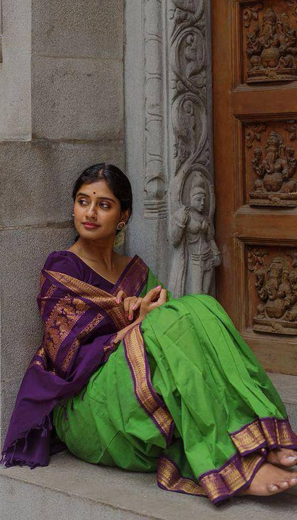 Green And Purple Soft Silk Saree