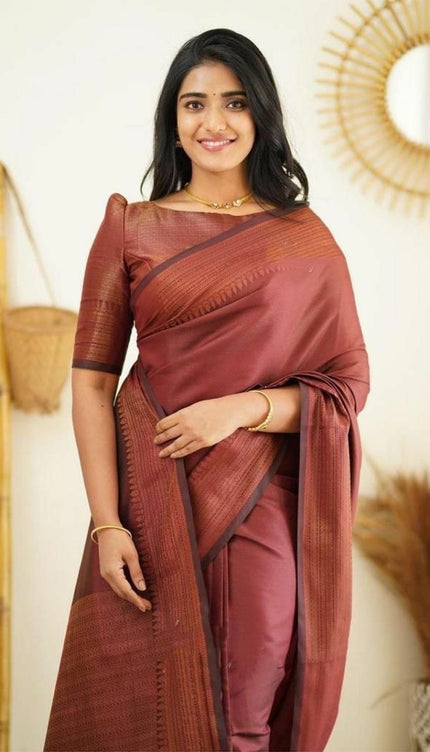 Scrumptious Wine Soft Silk Saree