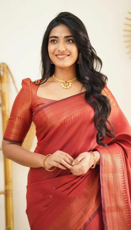 Gratifying Red Soft Silk Saree