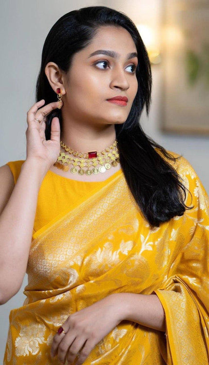 Charming Yellow Soft Silk Saree