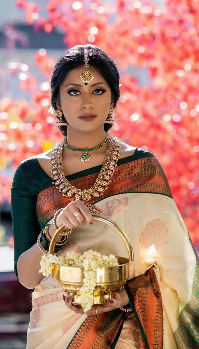 Desirable Beige Soft Silk Saree