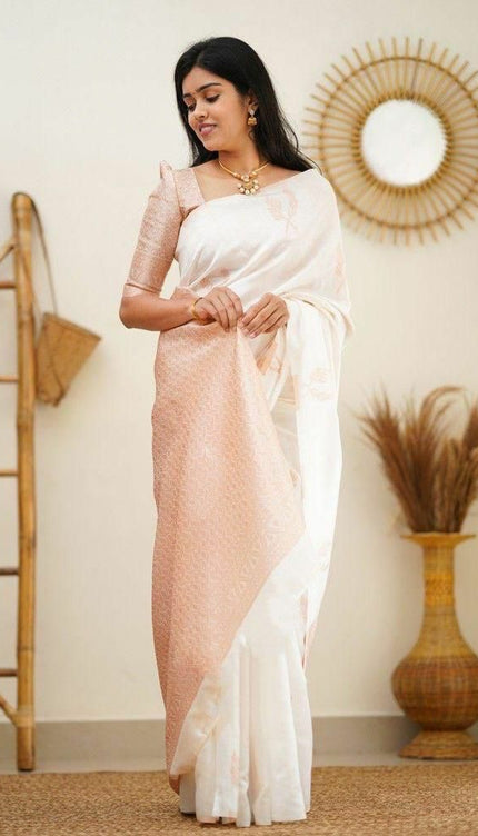 Epiphany White Soft Silk Saree