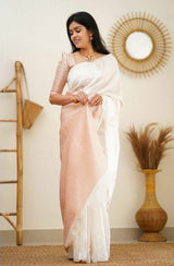 Epiphany White Soft Silk Saree