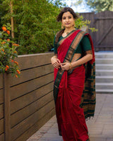 Woebegone Red Soft Silk Saree
