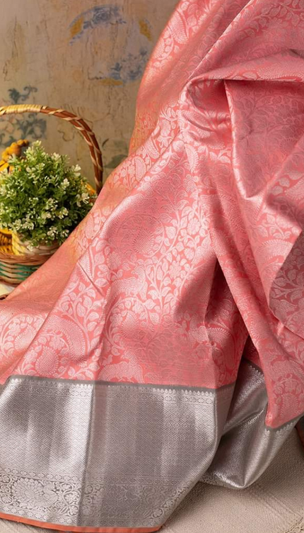 Valiba Archaic Traditional Kanchi Soft Silk Sari With Attached Blouse Kanjivaram Saree