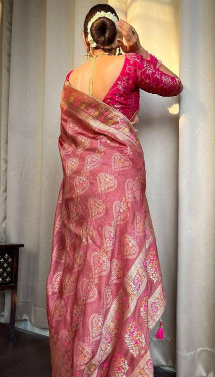 Attractive Peach Soft Silk Saree