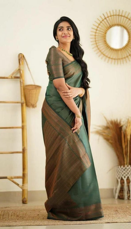 Conflate Green Soft Silk Saree