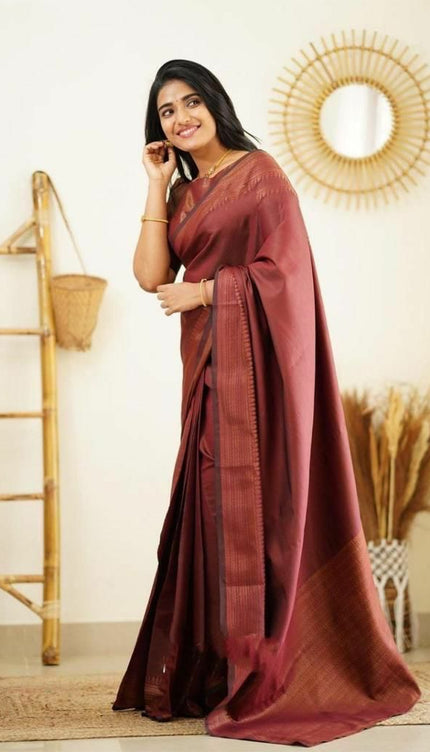 Scrumptious Wine Soft Silk Saree