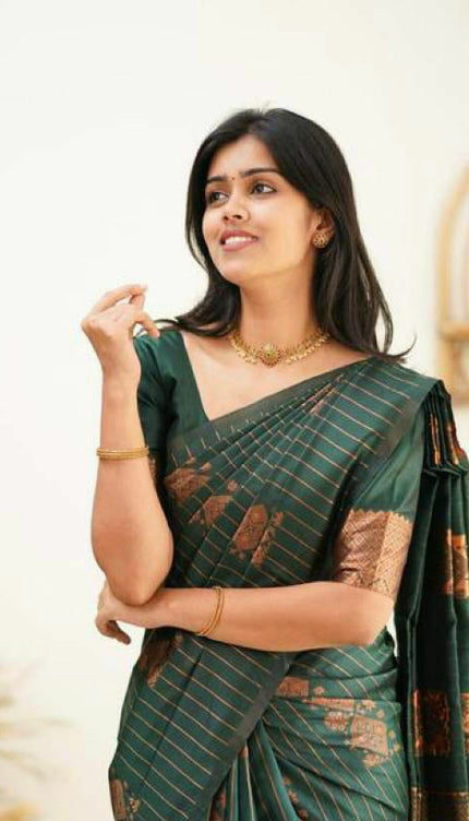Amazing Dark Green Soft Silk Saree