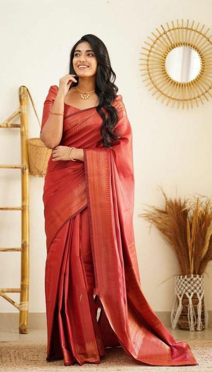 Gratifying Red Soft Silk Saree