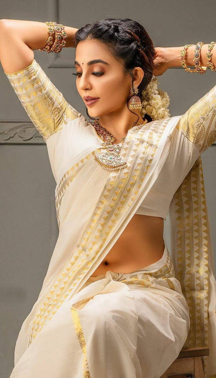 Special White Soft Banarasi Silk Saree