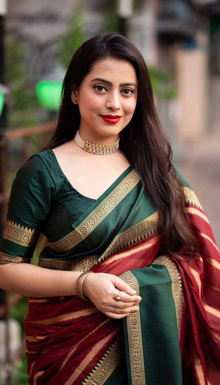 Splendorous Maroon Soft Silk Saree