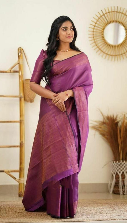 Redolent Purple Soft Silk Saree
