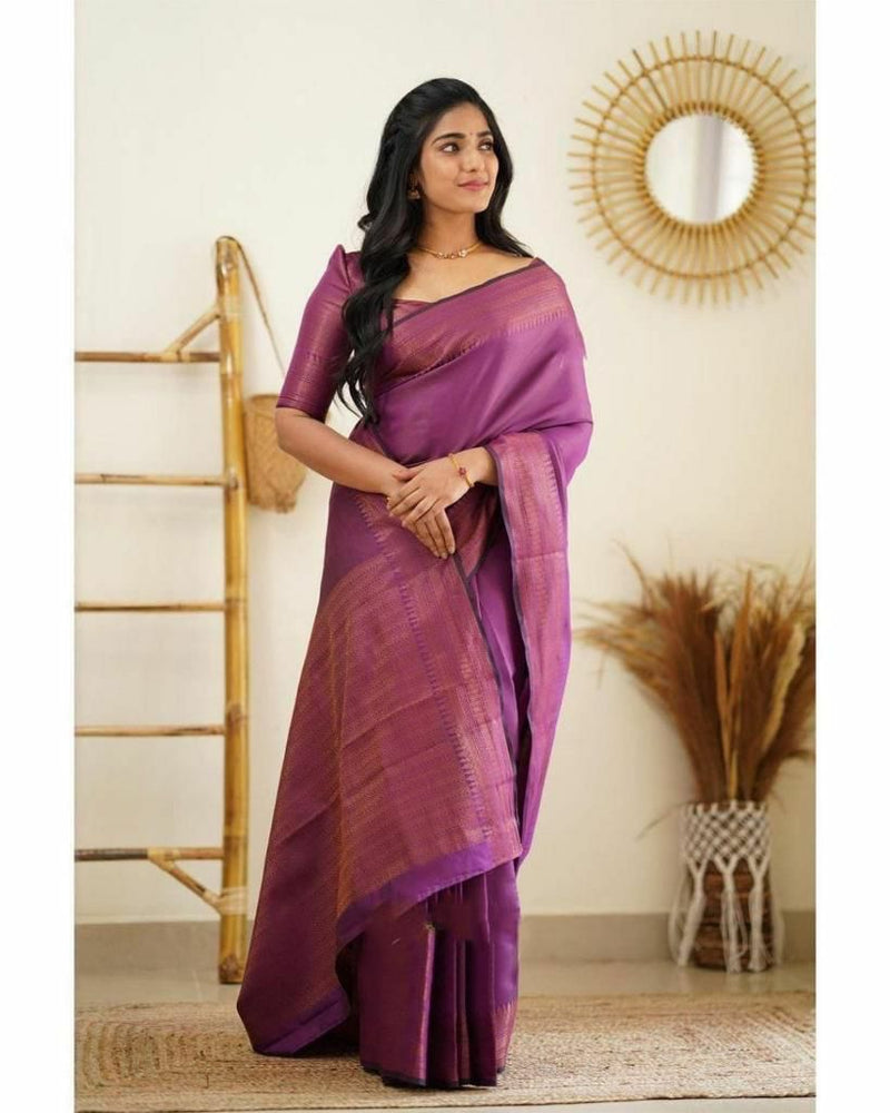 Redolent Purple Soft Silk Saree