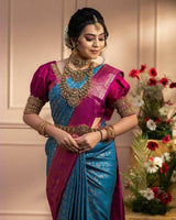 Desiring Firozi Soft Banarasi Silk Saree