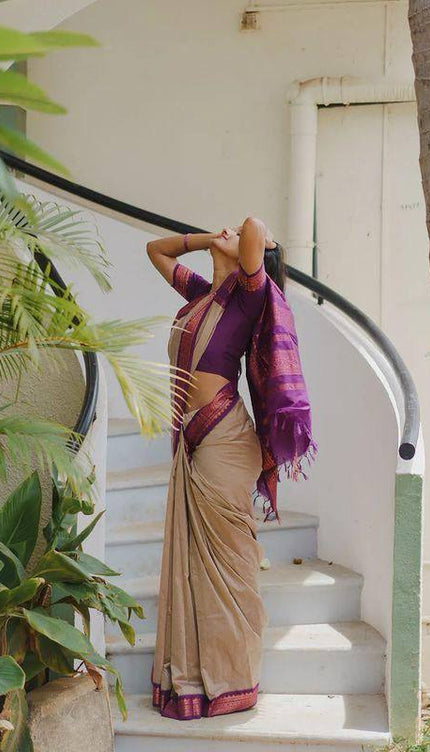 Admirable Beige Soft Silk Saree