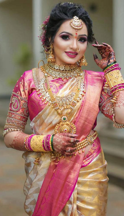 Snazzy Beige Soft Silk Saree