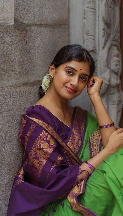 Green And Purple Soft Silk Saree