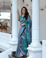 Sizzling Firozi Soft Silk Saree