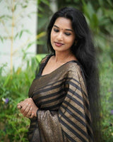 Excellent Black Soft Silk Saree