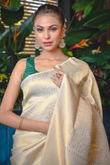 Dazzling White Color Soft Lichi Silk  Saree