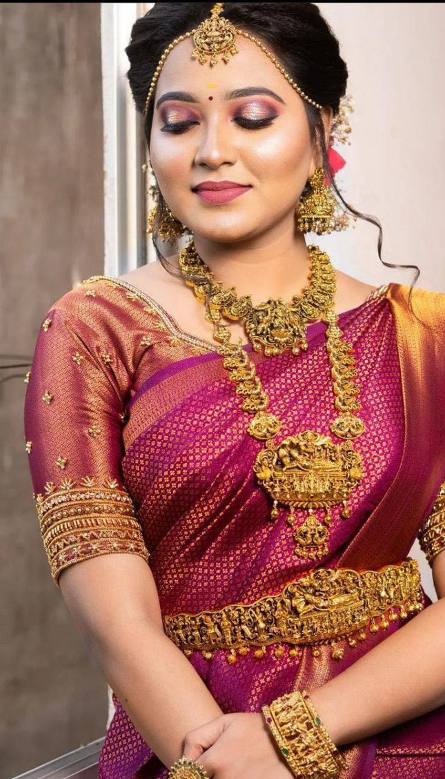 Luxuriant Dark Pink Soft Silk Saree