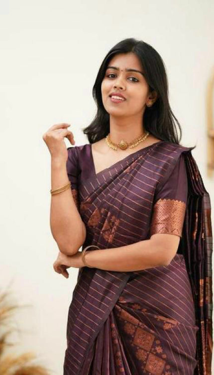 Gorgeous Purple Soft Silk Saree