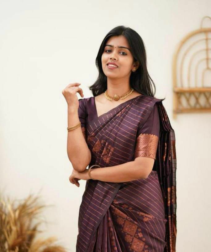 Gorgeous Purple Soft Silk Saree