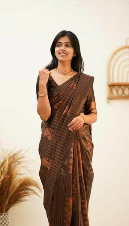 Marvellous Brown Soft Silk Saree