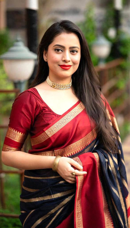 Prodigal Navy Blue Soft Silk Saree