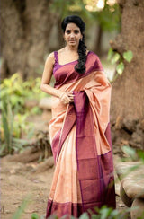 Outstanding Peach Soft Silk Saree