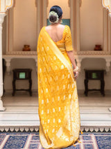 Hypnotic Yellow Soft Banarasi Silk Saree