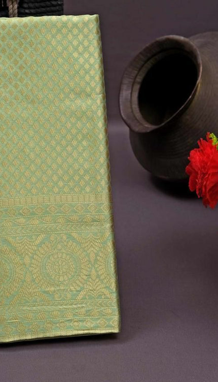 Vedhika Pista Soft Silk Saree