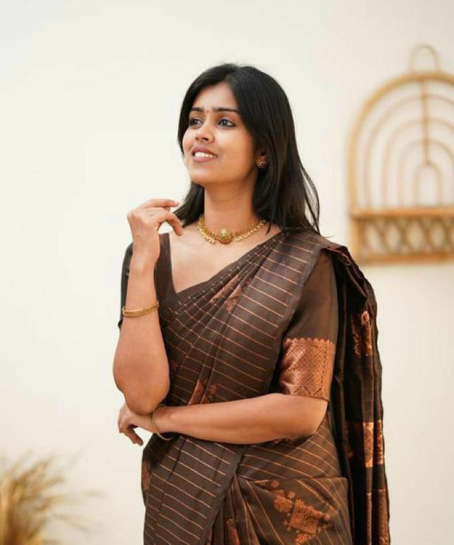 Marvellous Brown Soft Silk Saree